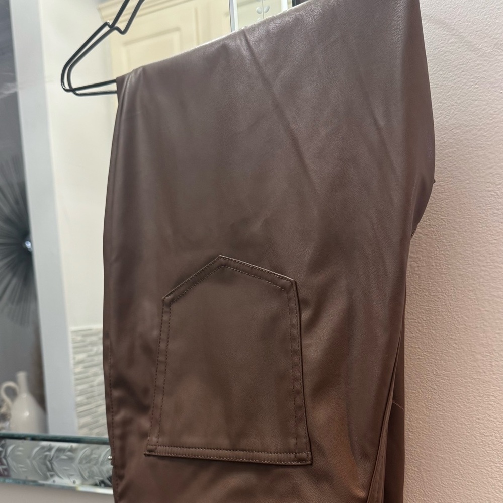 Brown pleather pants size 6